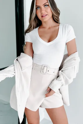 Lighten The Mood V-Neck Bodysuit (White)