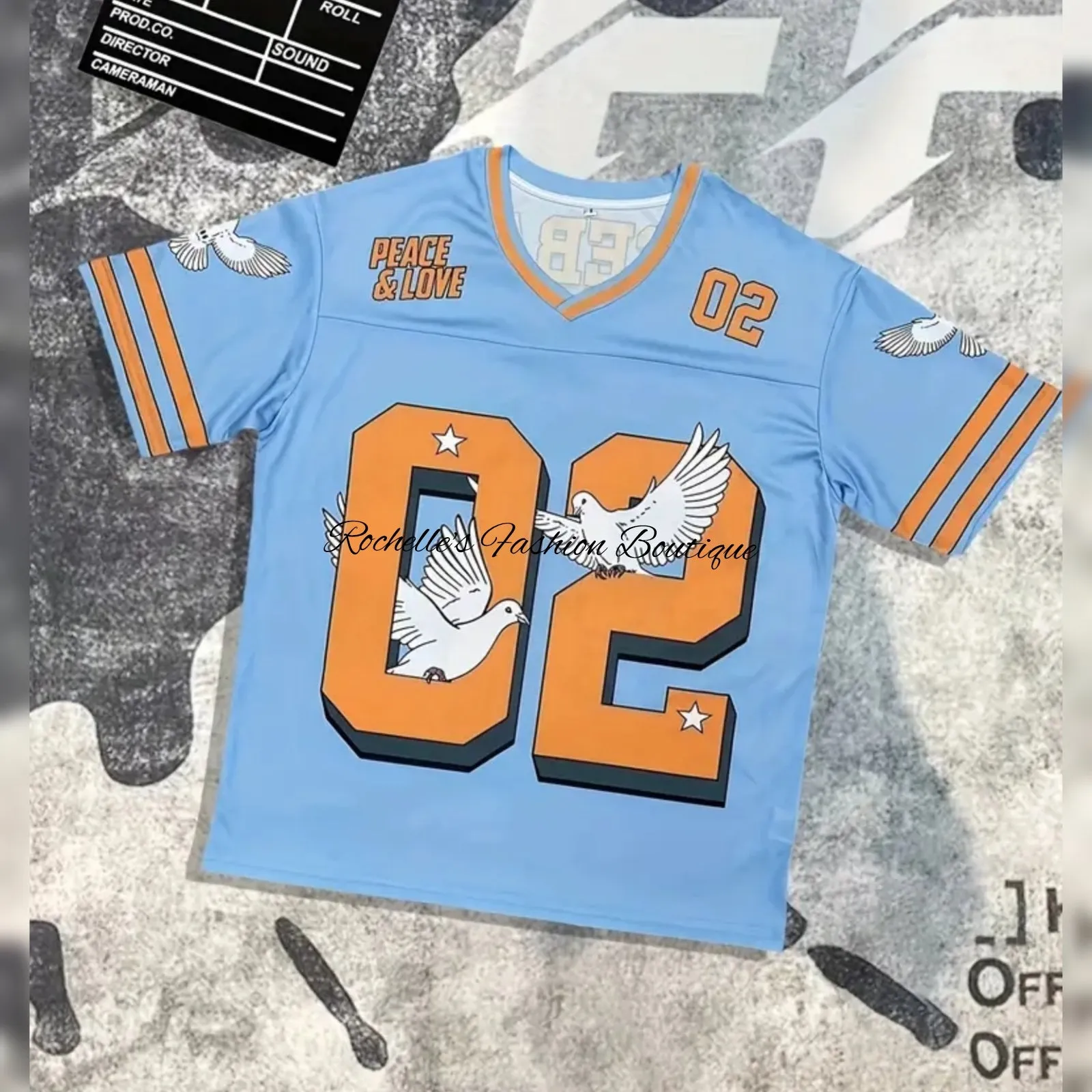 Lite Blue & Orange Number Unisex Jersey Top