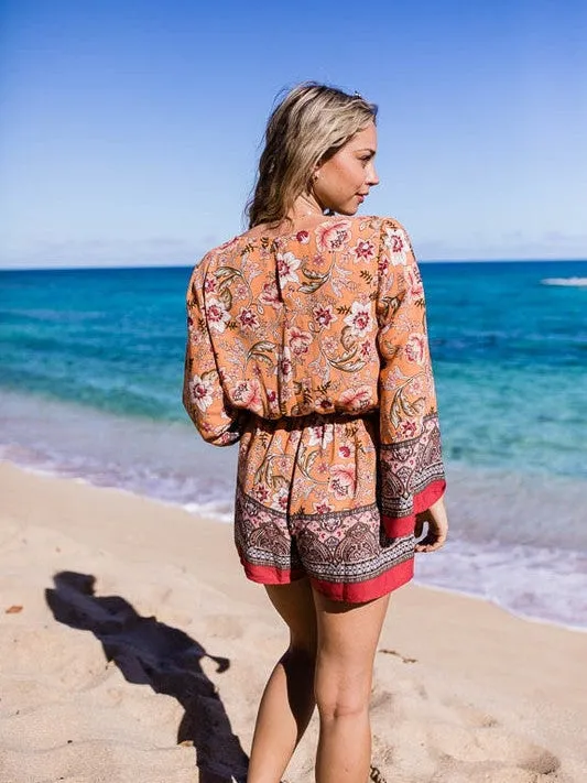 Live Love Laugh Long Sleeve Floral Print Romper