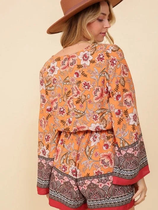 Live Love Laugh Long Sleeve Floral Print Romper