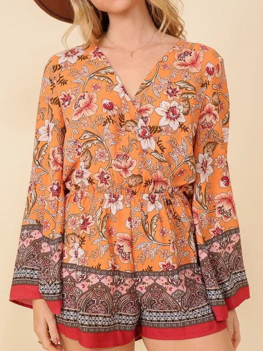 Live Love Laugh Long Sleeve Floral Print Romper