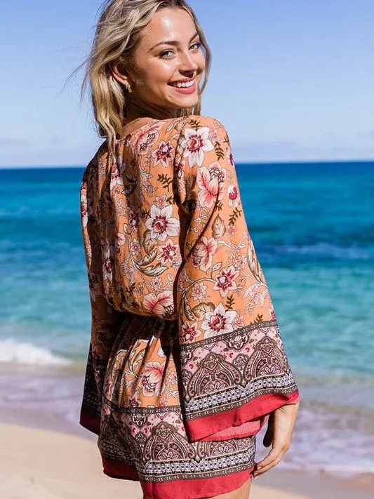 Live Love Laugh Long Sleeve Floral Print Romper