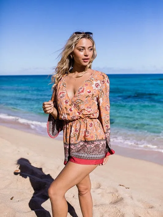 Live Love Laugh Long Sleeve Floral Print Romper