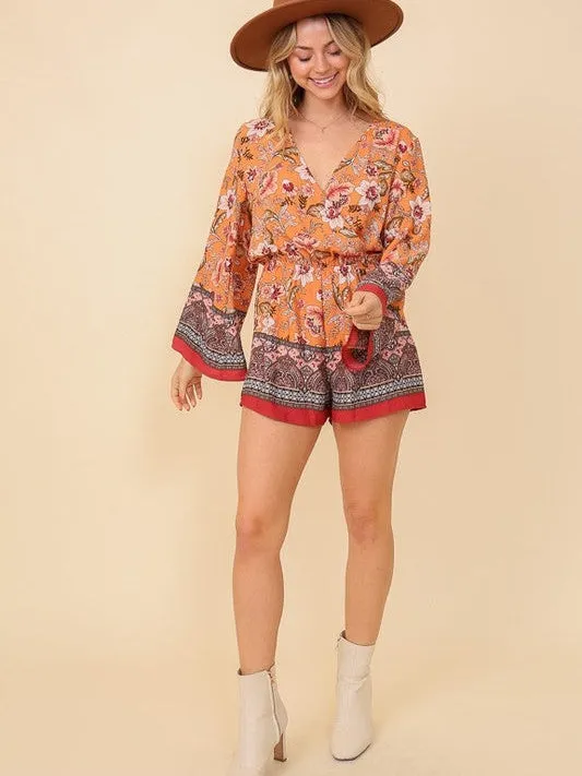 Live Love Laugh Long Sleeve Floral Print Romper