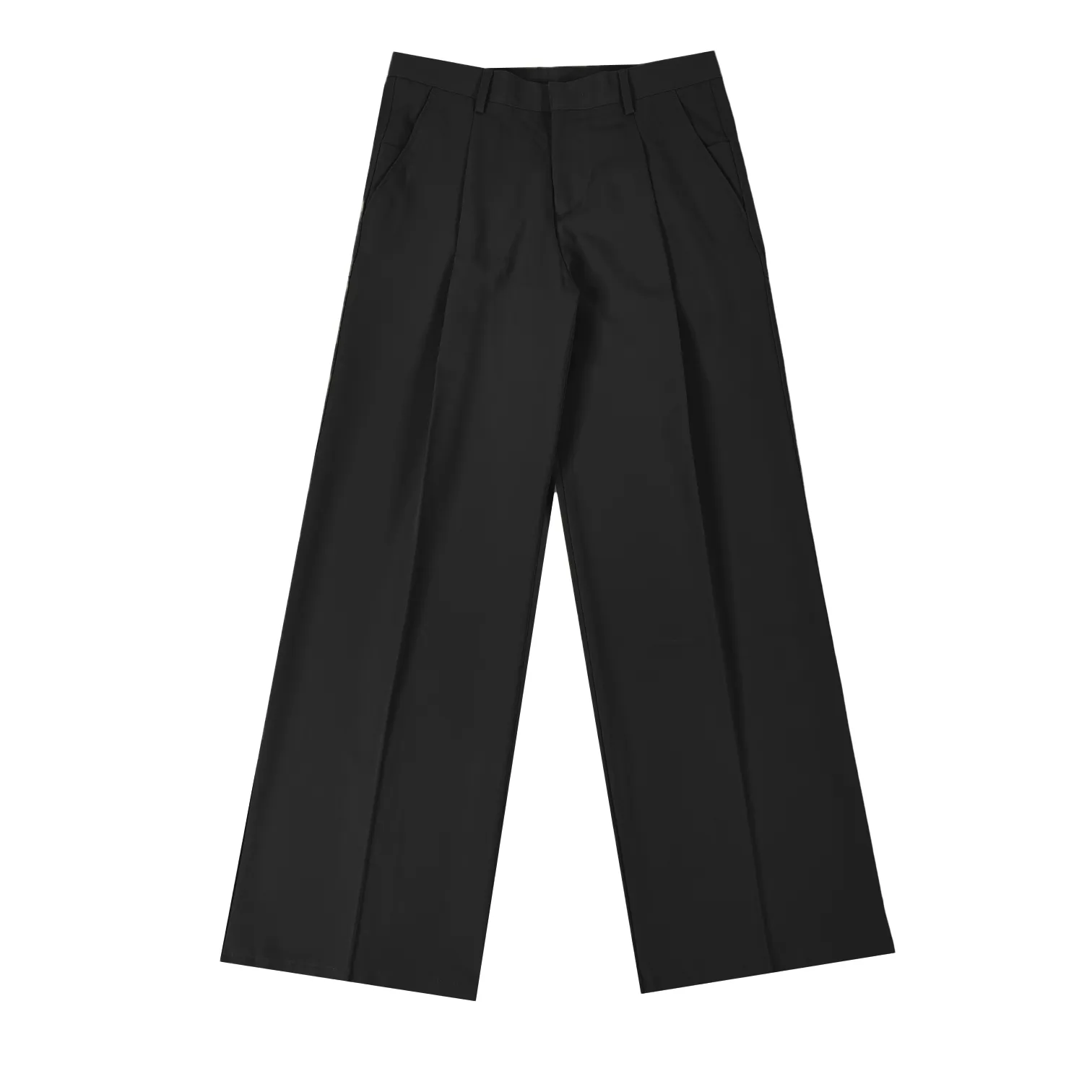Loose fit single pleat wide leg trouser
