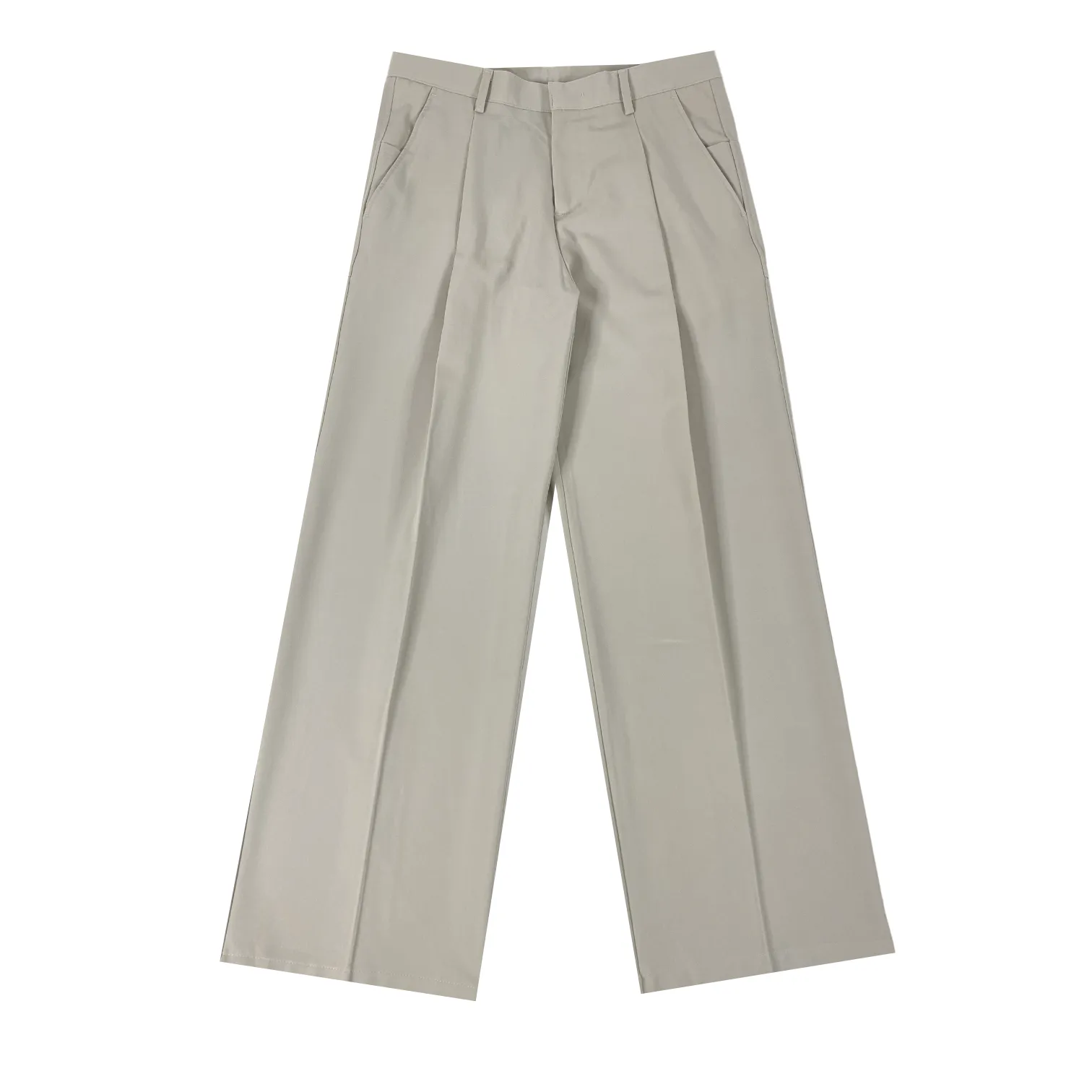 Loose fit single pleat wide leg trouser
