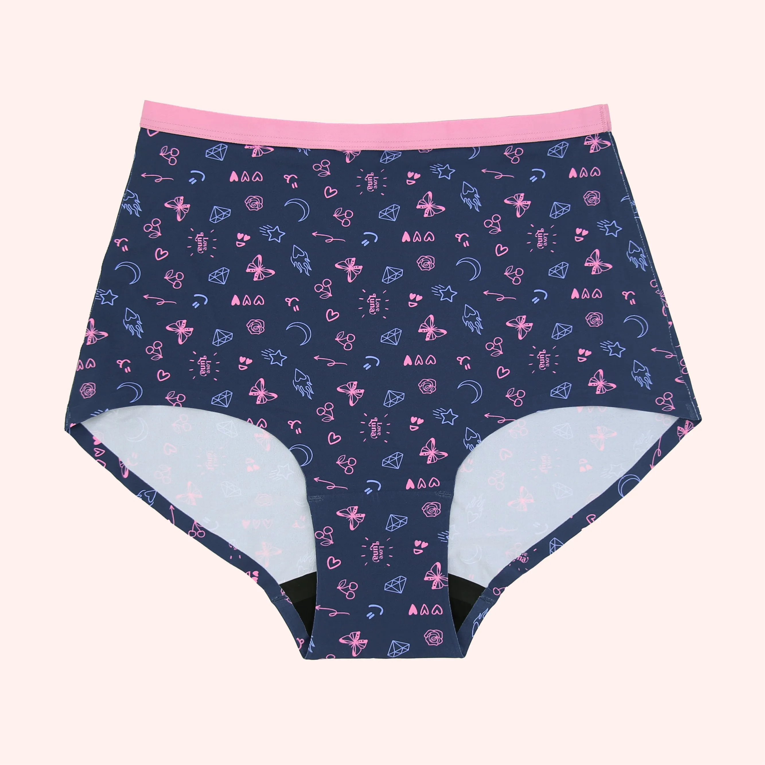 Love Luna Period Eco Recycled Nylon Full Brief-Denim Flash