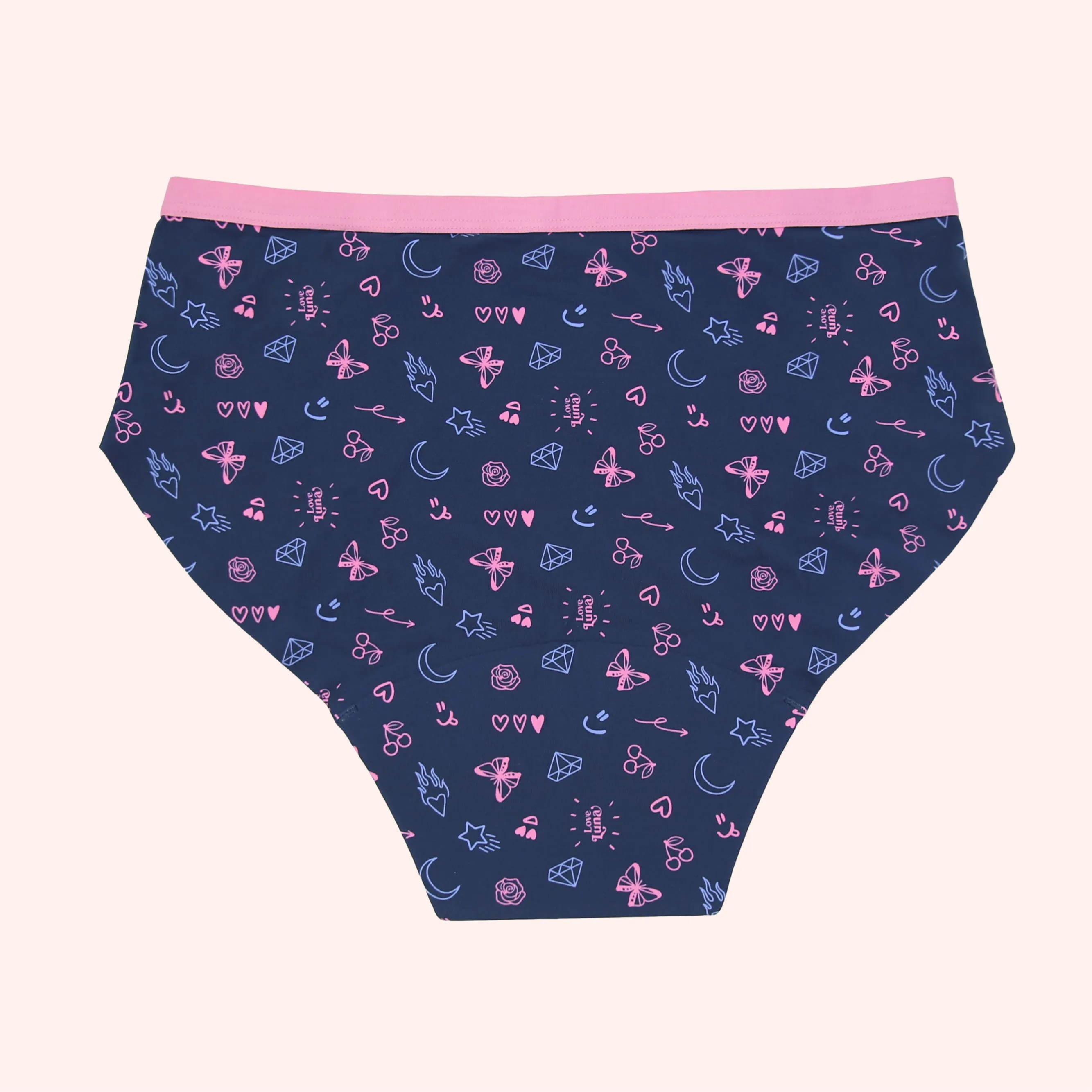 Love Luna Period Eco Recycled Nylon Midi Brief-Denim Flash