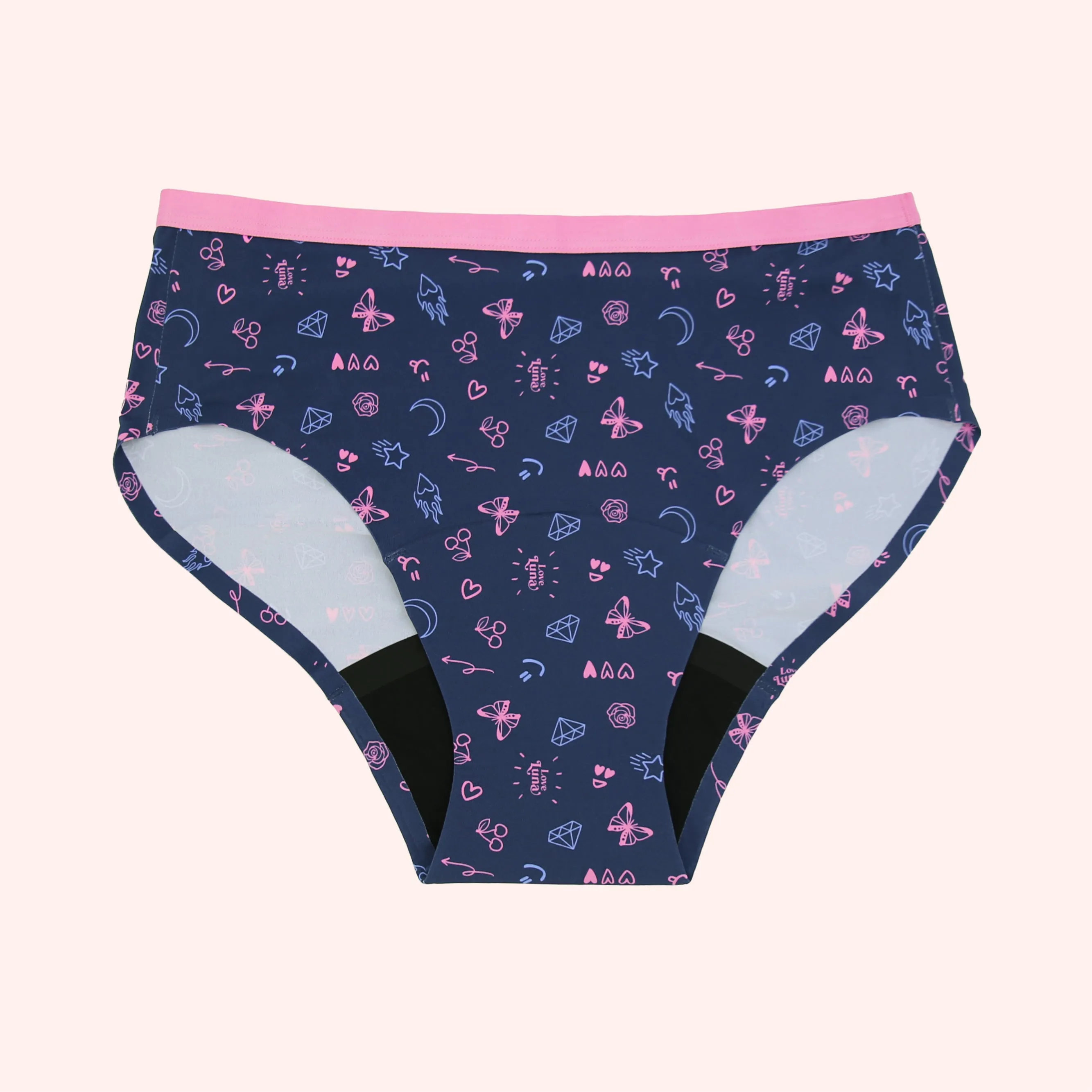 Love Luna Period Eco Recycled Nylon Midi Brief-Denim Flash
