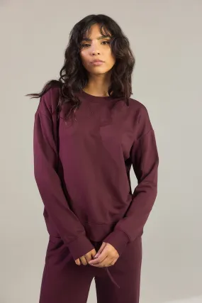 Luxe Lounge Sweatshirt - Dark Cherry
