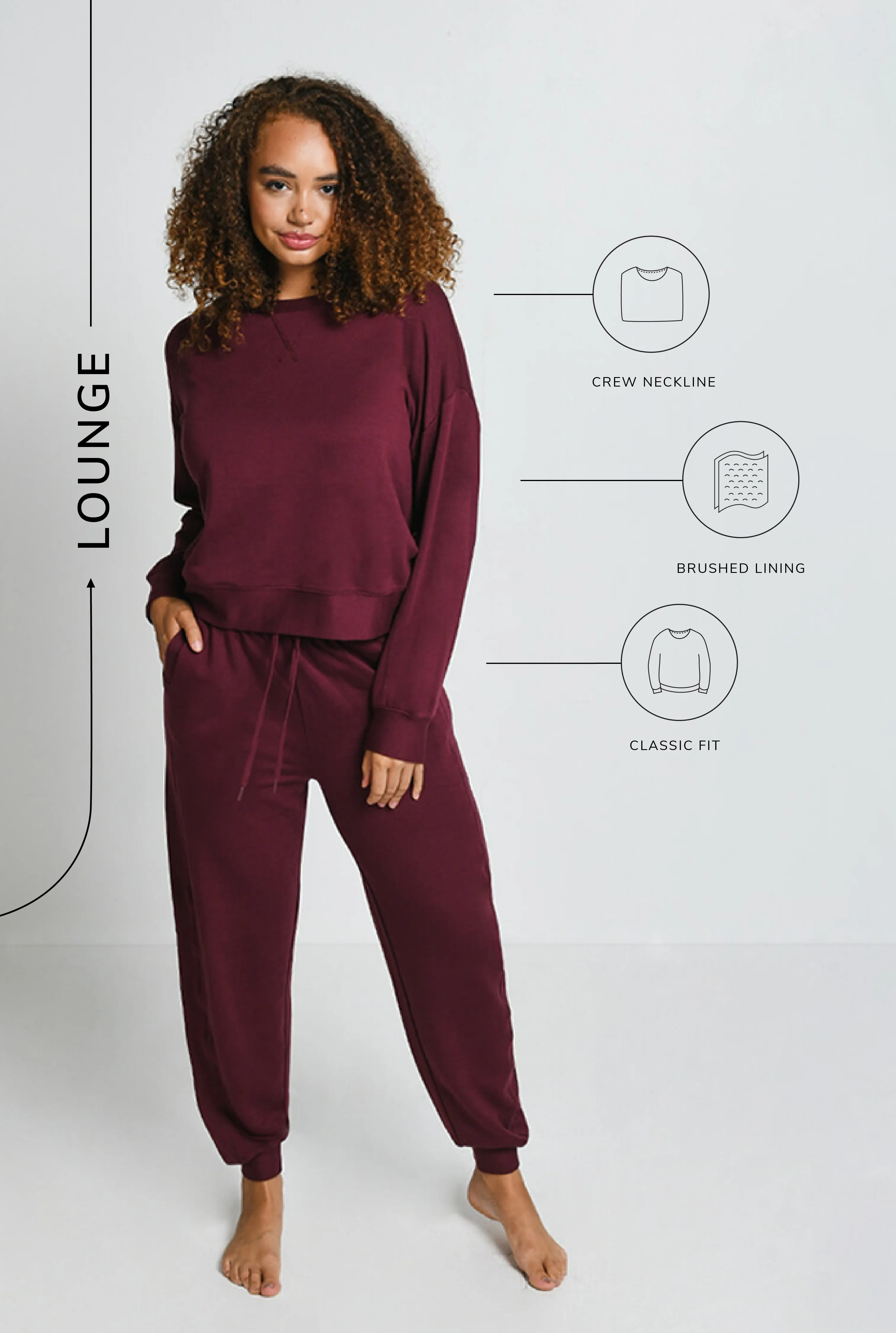 Luxe Lounge Sweatshirt - Dark Cherry