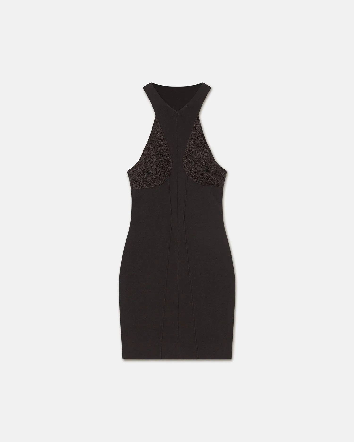 Maecy - Crocheted Ribbed-Knit Mini Dress - Dark Oak