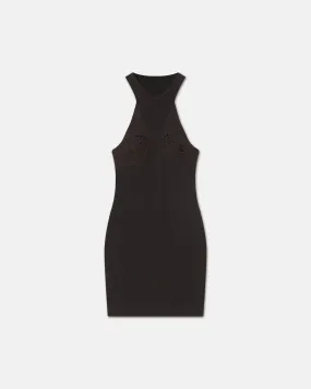 Maecy - Crocheted Ribbed-Knit Mini Dress - Dark Oak