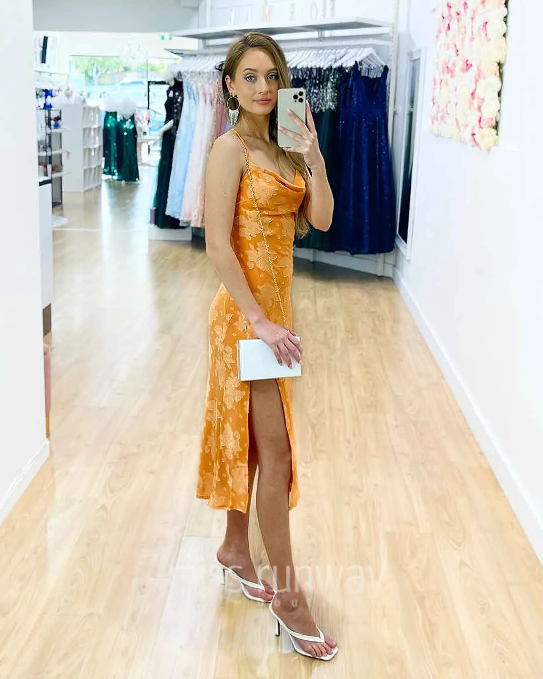 Mary Slip Midi Dress - Orange