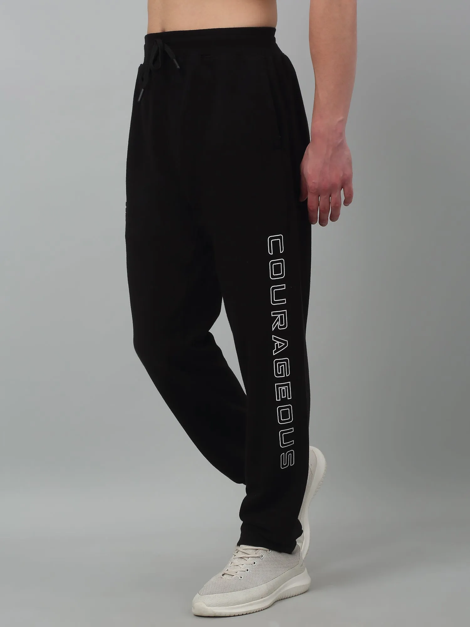 Men's Black Summer Printed Drawstring Casual Track Pant