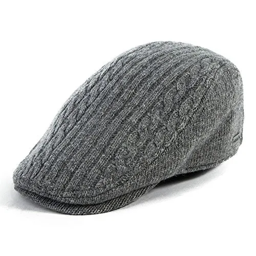 Mens Wool Blend Knit Newsboy Cap Fitted Winter Irish Ivy Cabbie Golf Flat Hat
