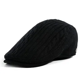 Mens Wool Blend Knit Newsboy Cap Fitted Winter Irish Ivy Cabbie Golf Flat Hat