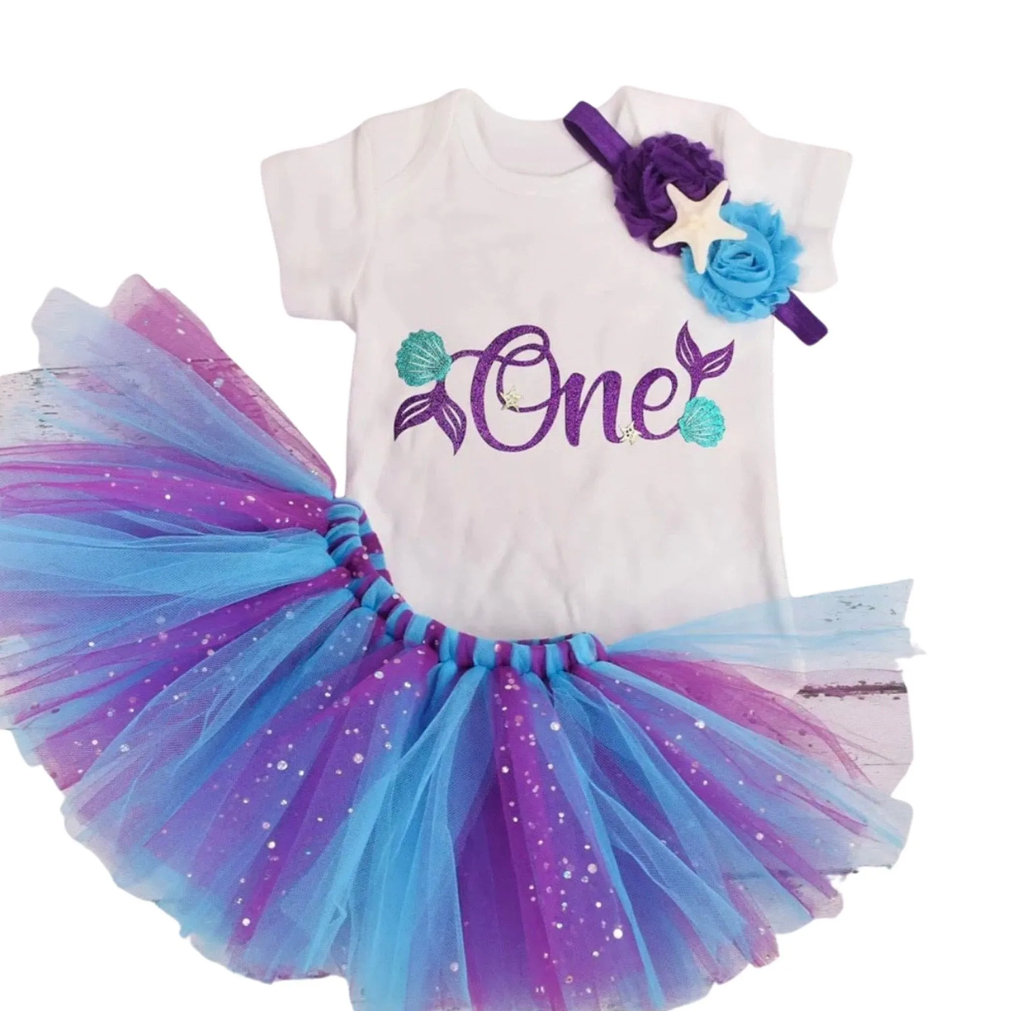 Mermaid First Birthday Tutu One Romper
