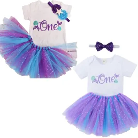 Mermaid First Birthday Tutu One Romper