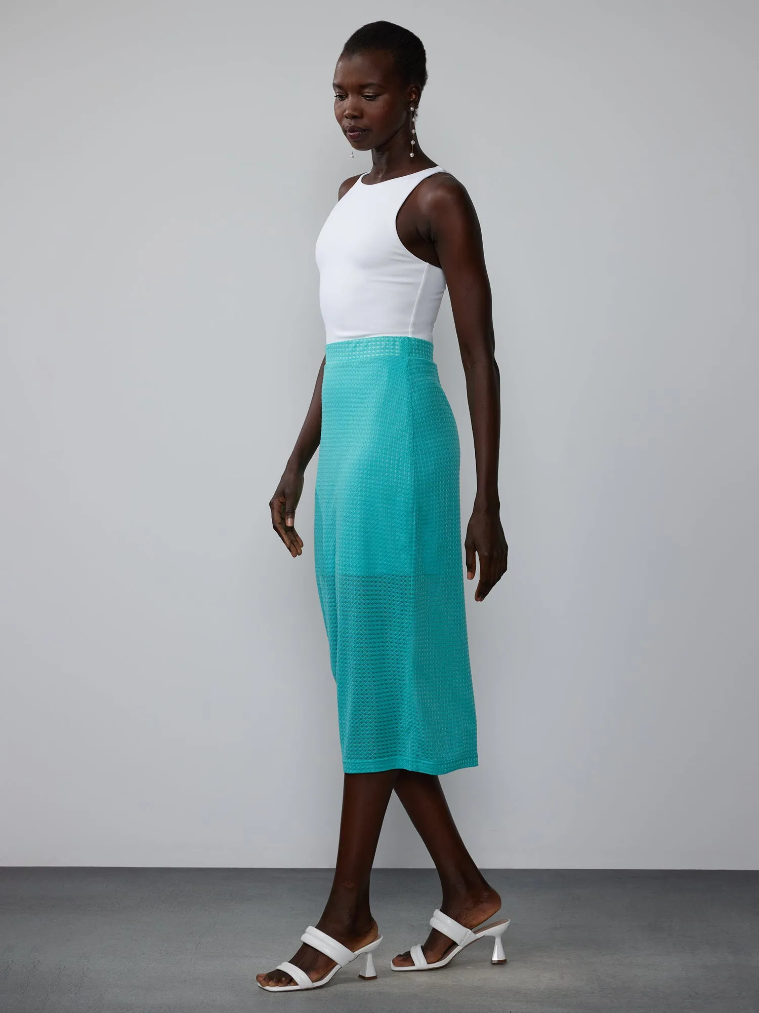 Mesh Jacquard Pull-On Skirt