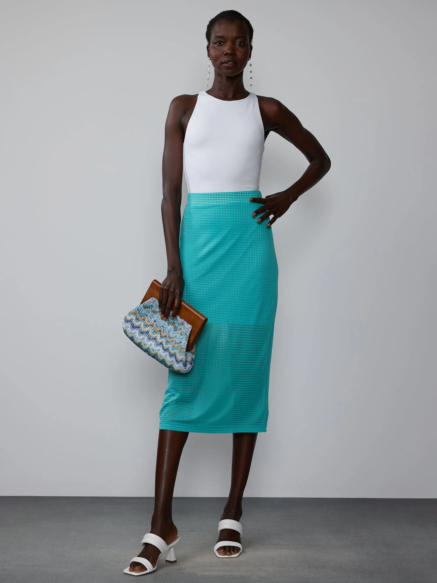 Mesh Jacquard Pull-On Skirt