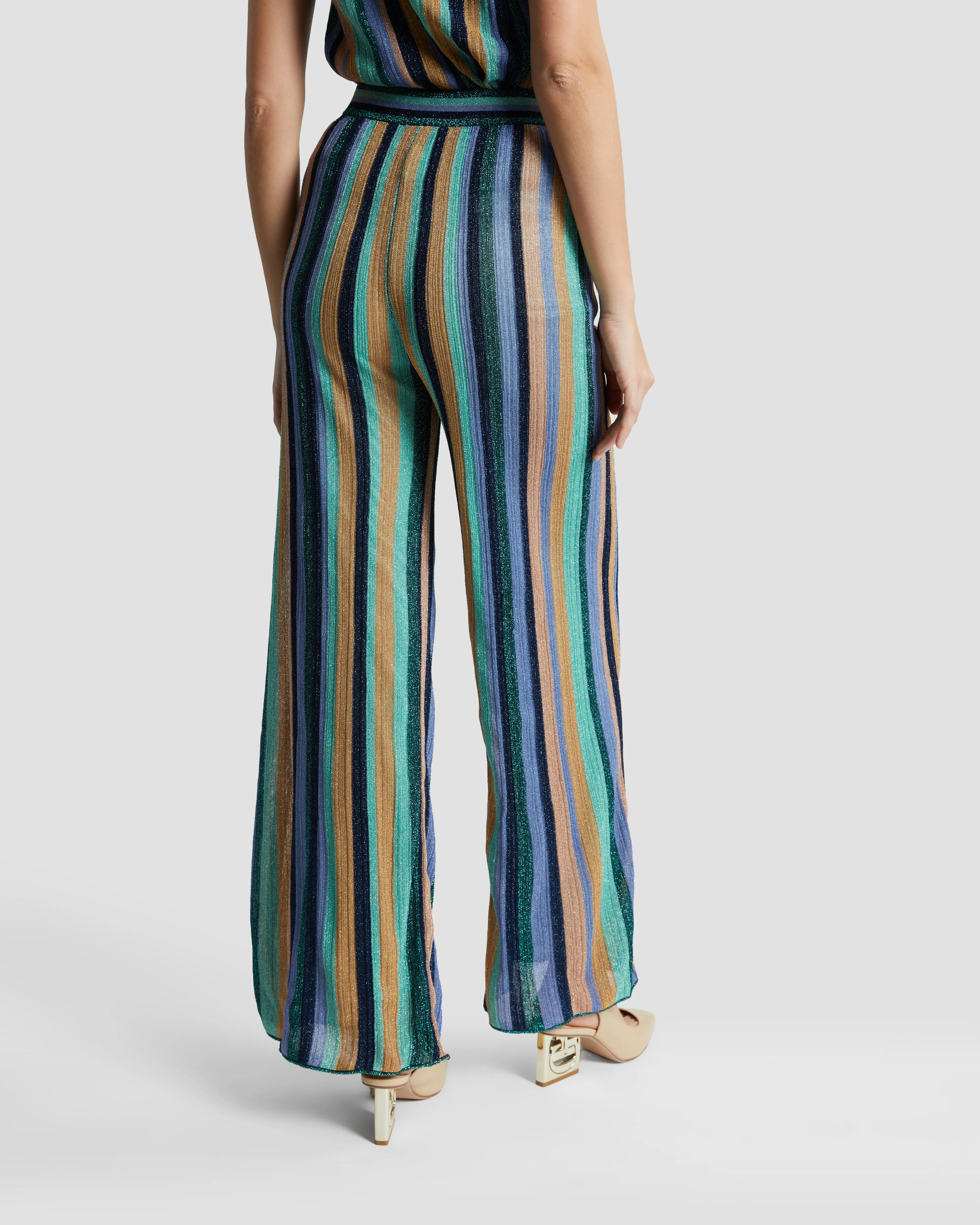 Metallic Striped Knit Trousers
