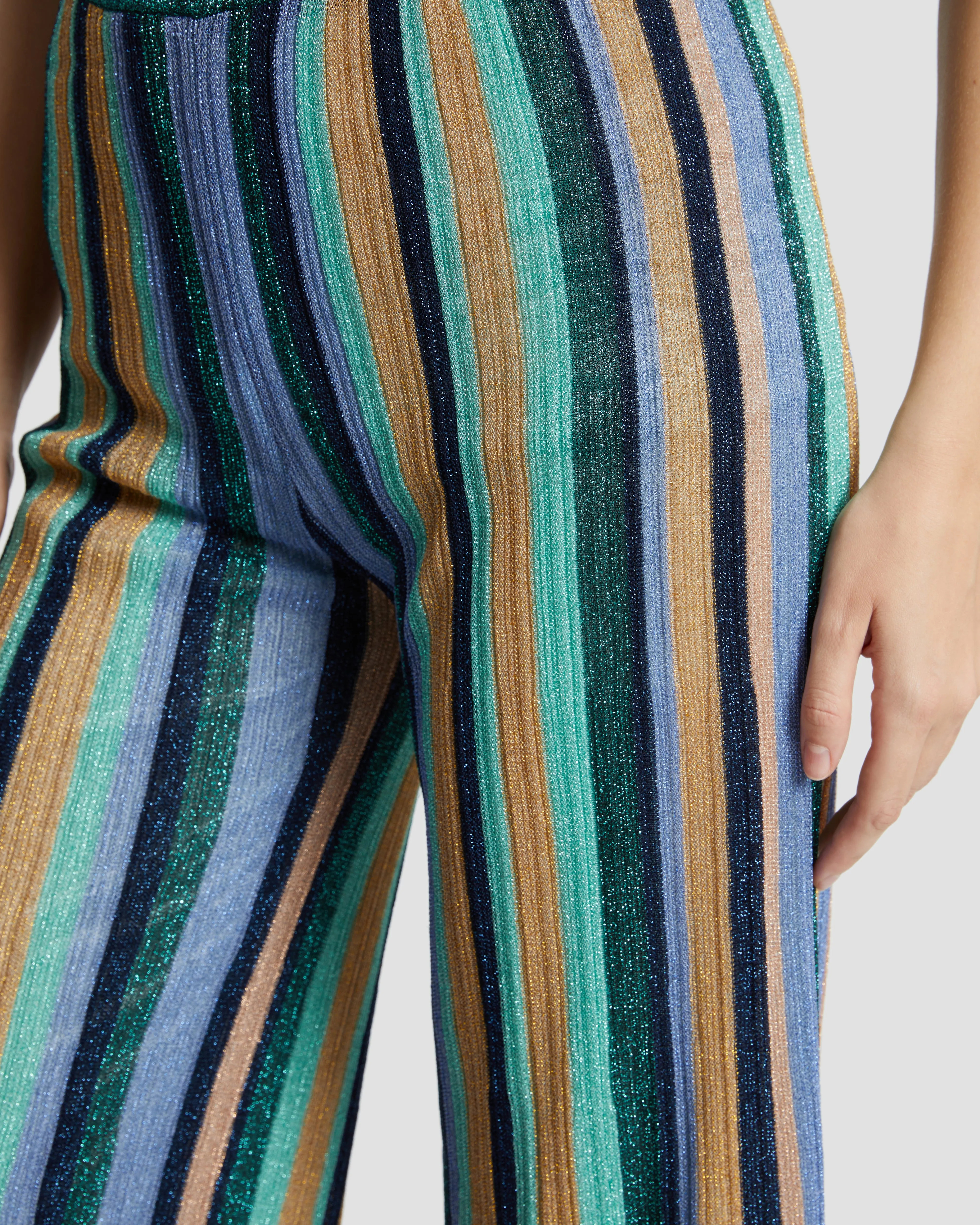Metallic Striped Knit Trousers