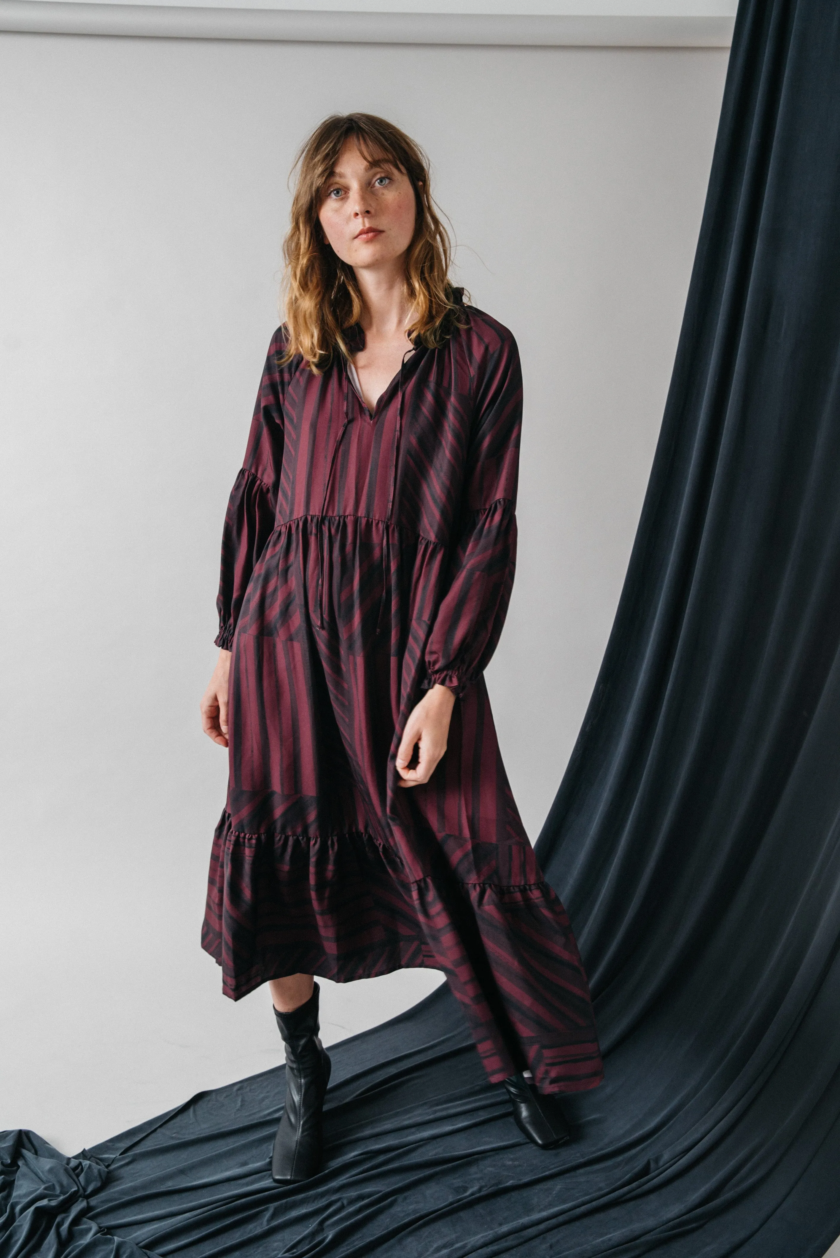 midi dress - print - purple