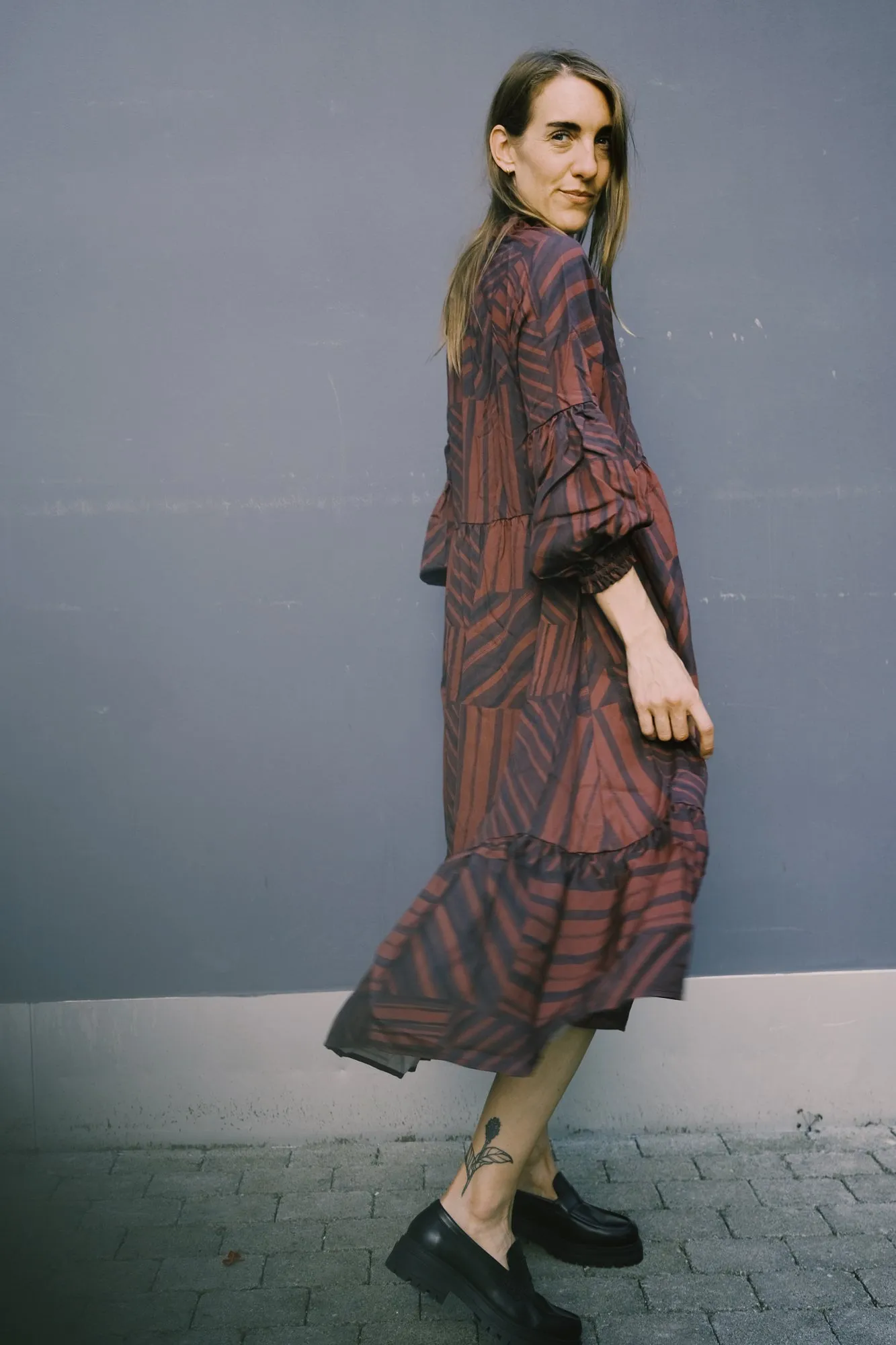 midi dress - print - purple