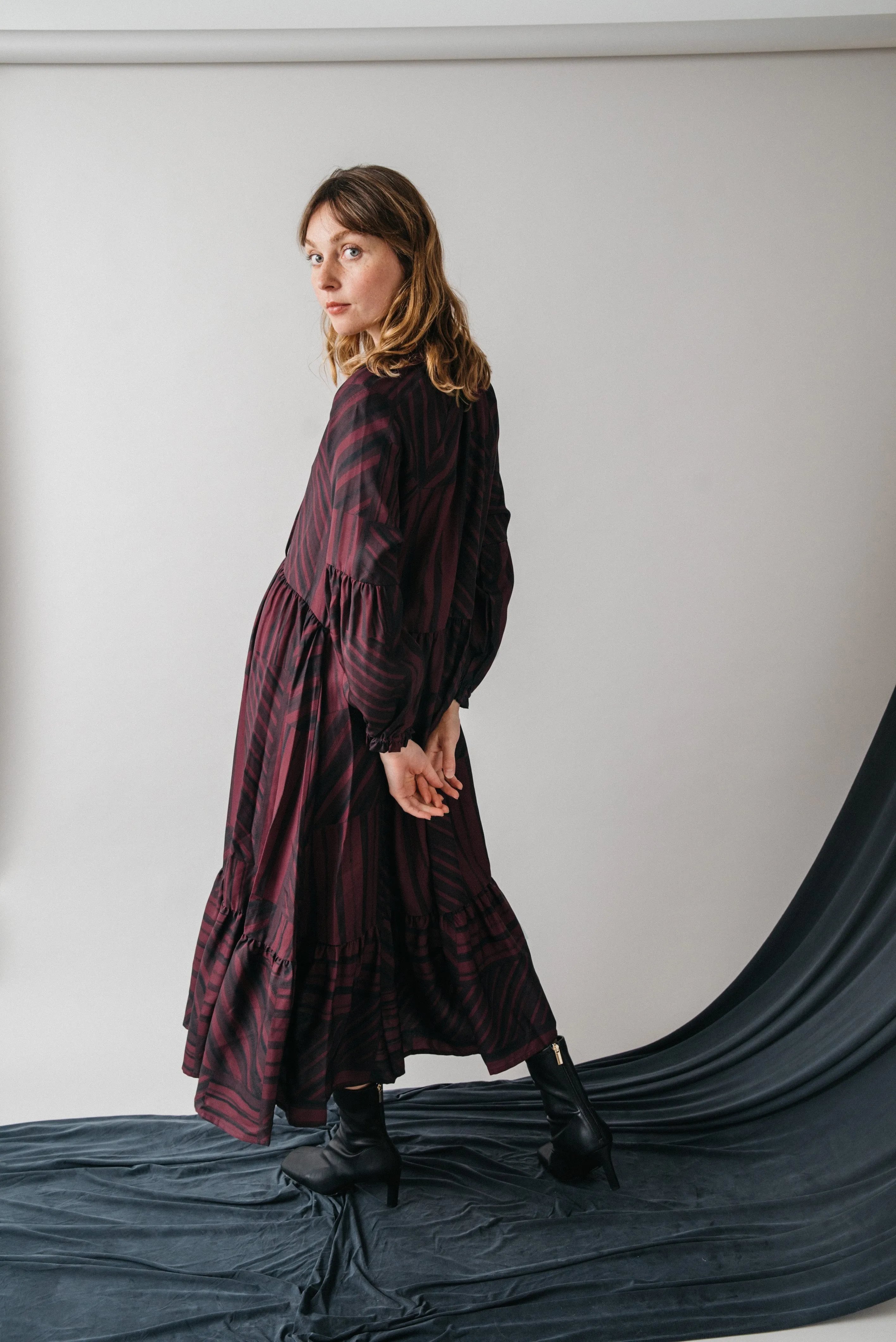 midi dress - print - purple