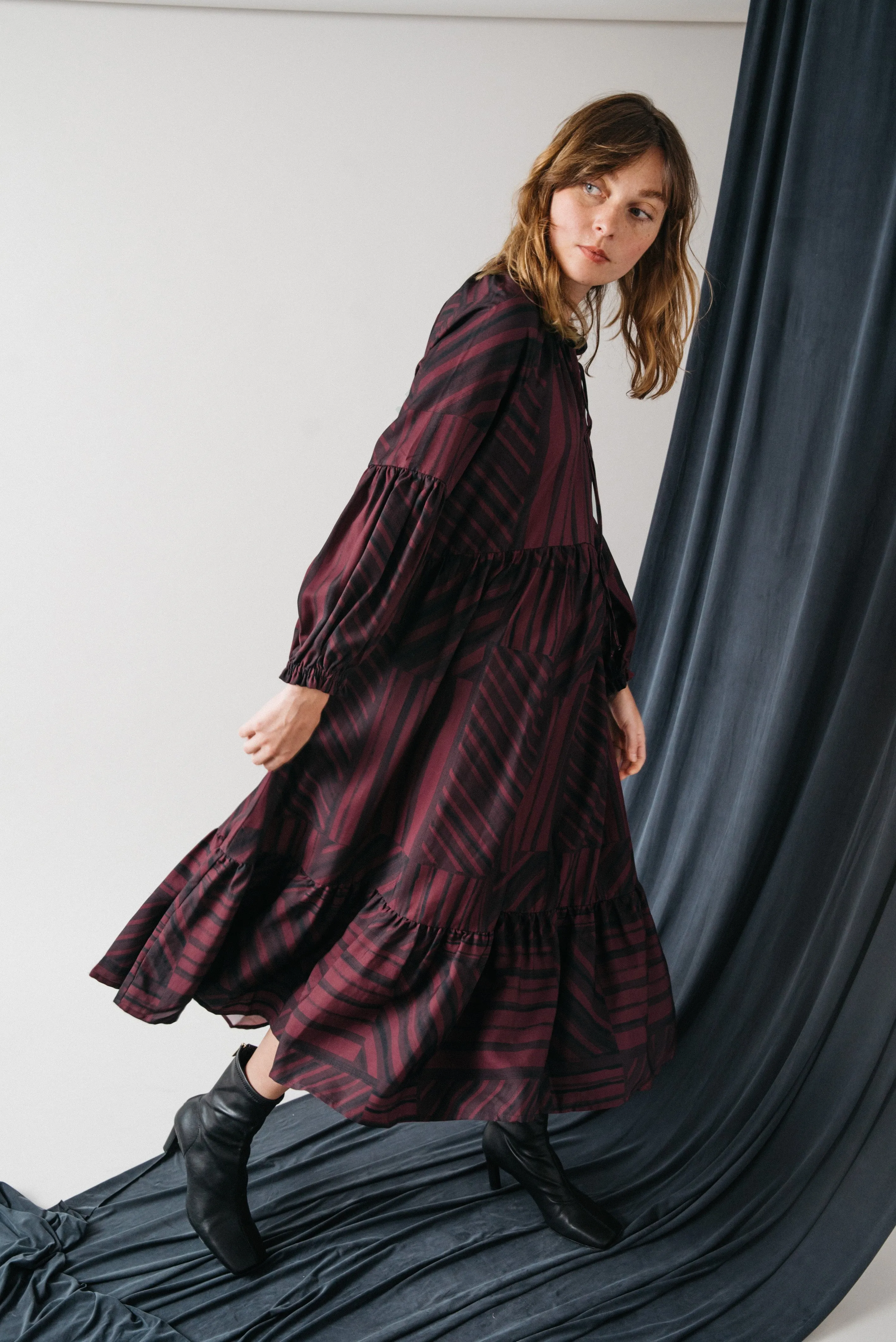 midi dress - print - purple