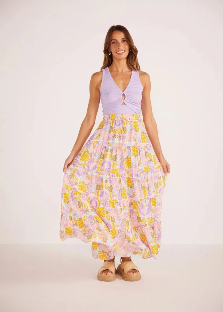 MINKPINK Soleil Tiered Flowy Midi Skirt - Retro Floral ***FINAL SALE***