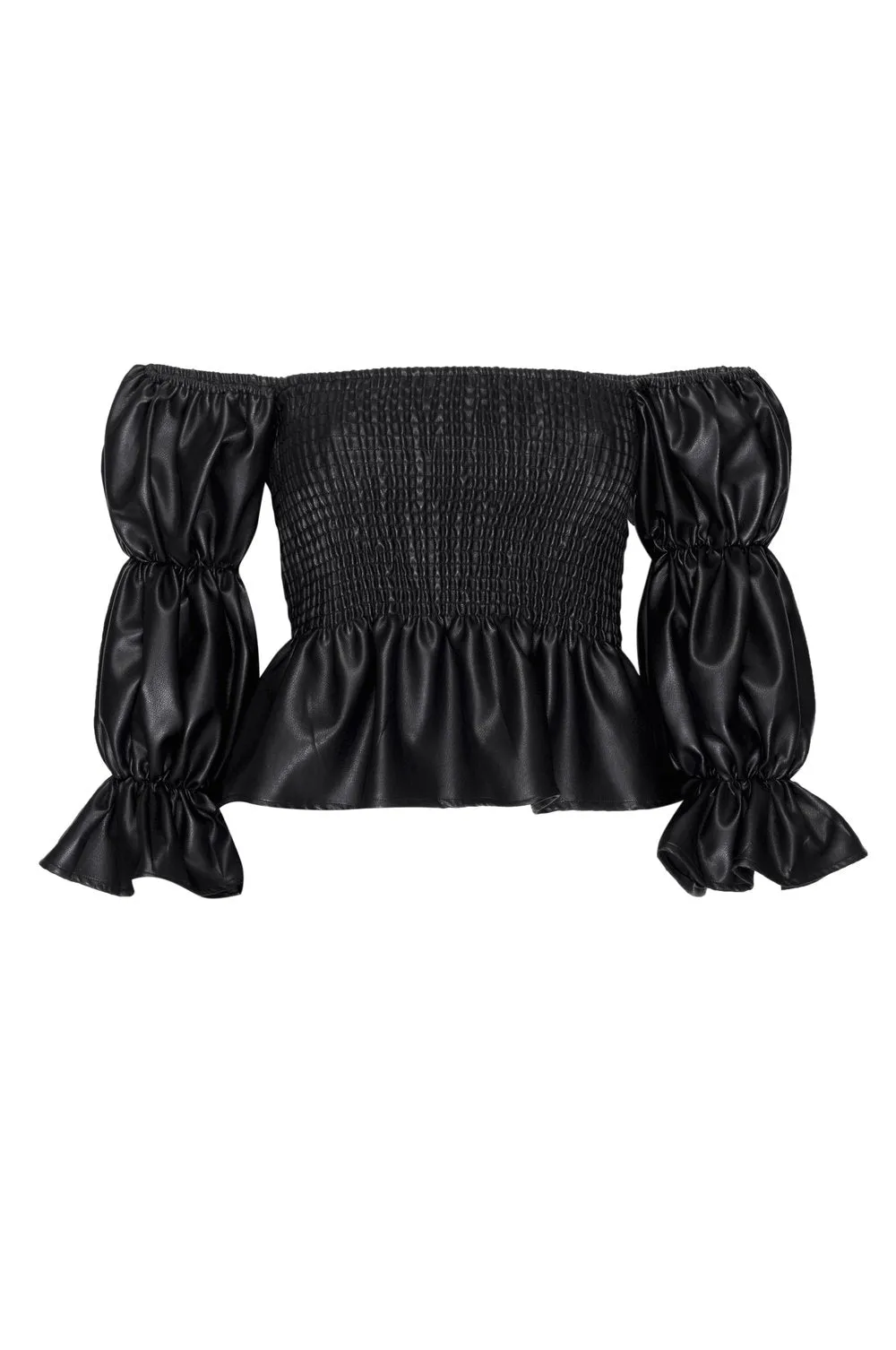 Misa - Evita Top in Obsidian Vegan Leather