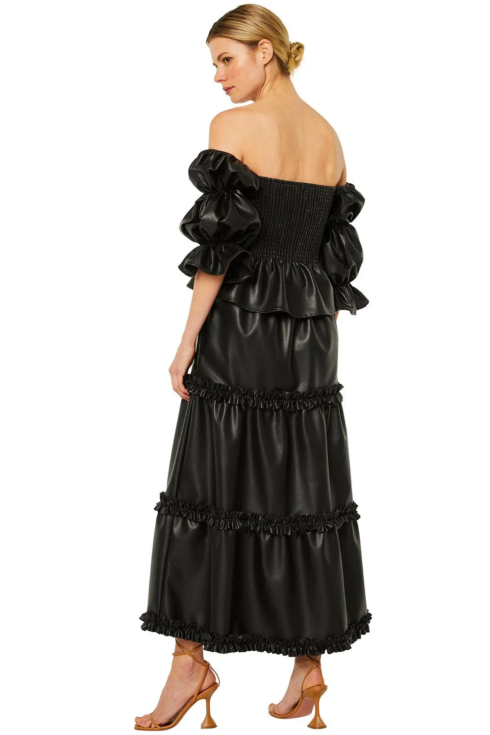 Misa - Evita Top in Obsidian Vegan Leather