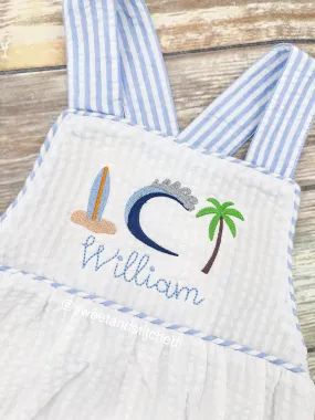 Monogrammed baby boy birthday outfit, surfer 1st birthday cake smash outfit, 1st birthday outfit surf