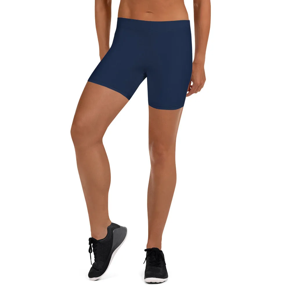 Navy Blue Solid Color Shorts, Dark Blue Modern Essential Women's Short Tights-Made in USA/EU