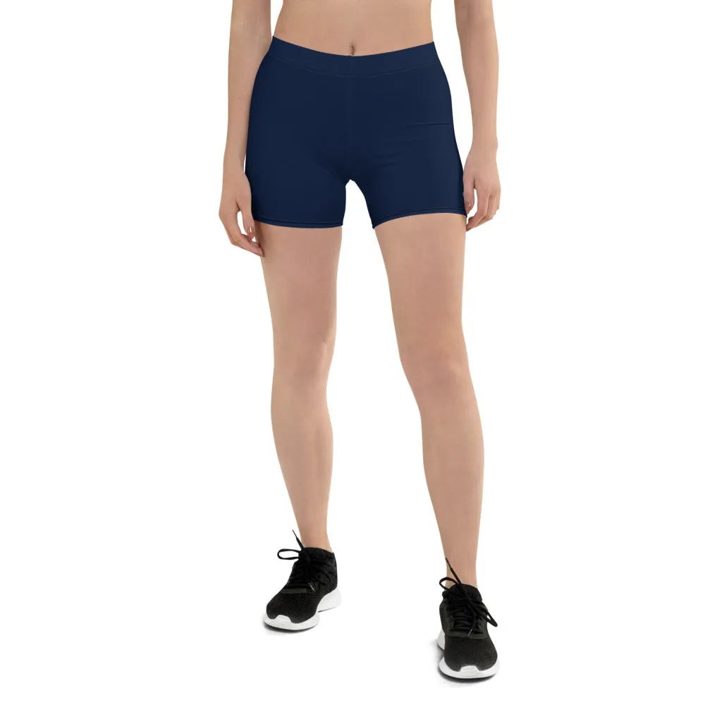 Navy Blue Solid Color Shorts, Dark Blue Modern Essential Women's Short Tights-Made in USA/EU