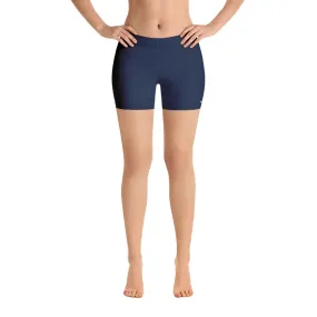 Navy Blue Solid Color Shorts, Dark Blue Modern Essential Women's Short Tights-Made in USA/EU