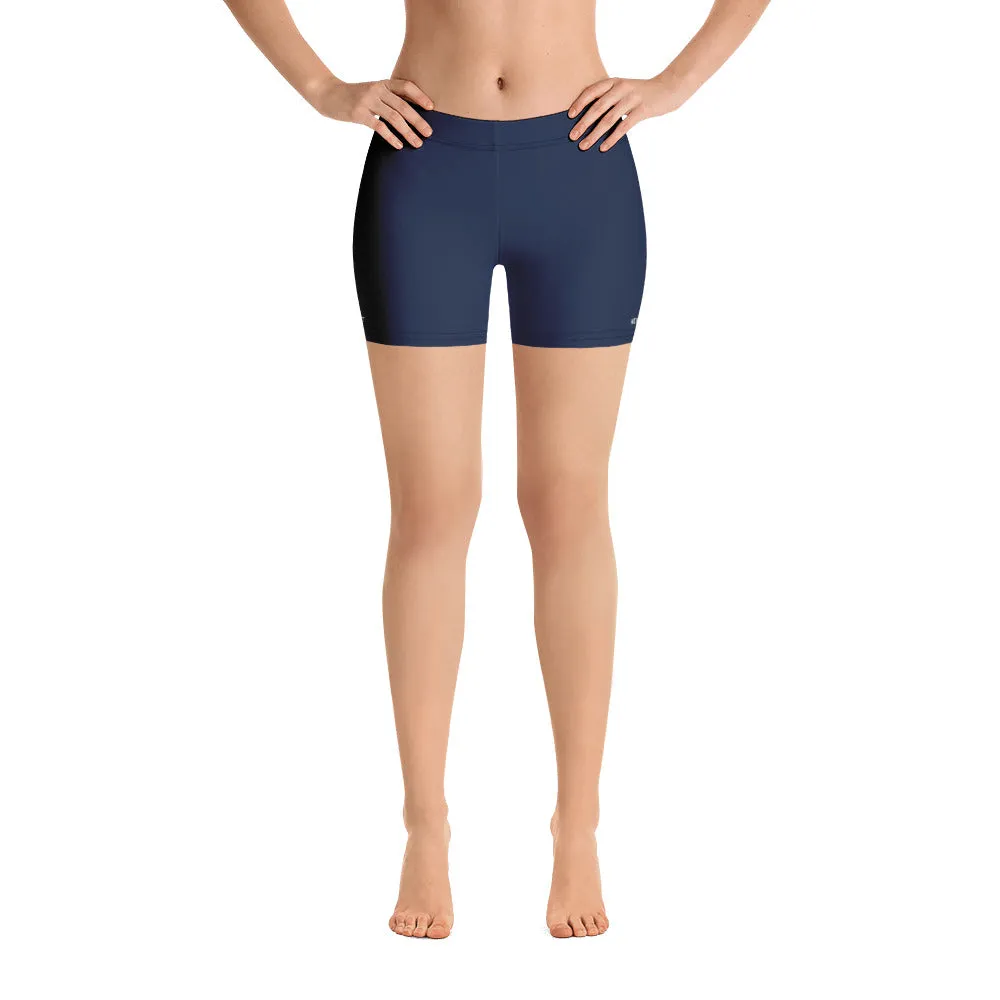 Navy Blue Solid Color Shorts, Dark Blue Modern Essential Women's Short Tights-Made in USA/EU