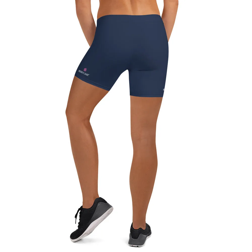 Navy Blue Solid Color Shorts, Dark Blue Modern Essential Women's Short Tights-Made in USA/EU