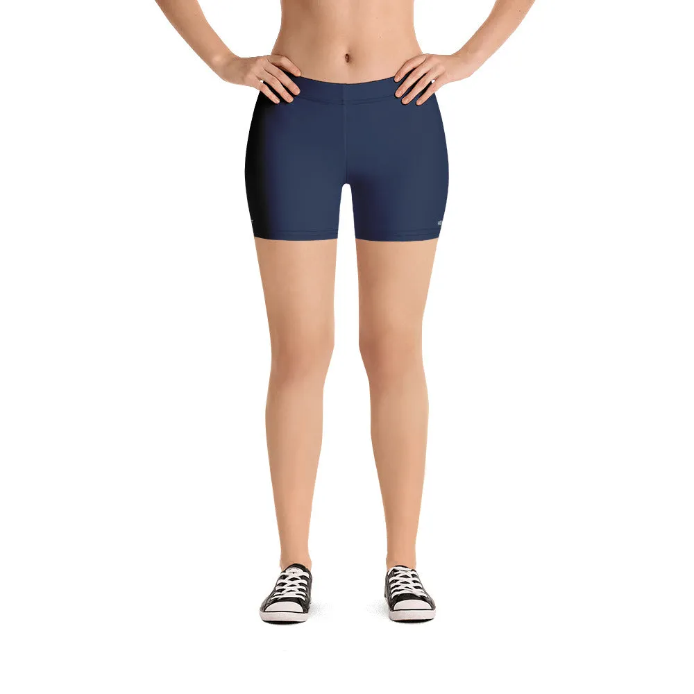 Navy Blue Solid Color Shorts, Dark Blue Modern Essential Women's Short Tights-Made in USA/EU