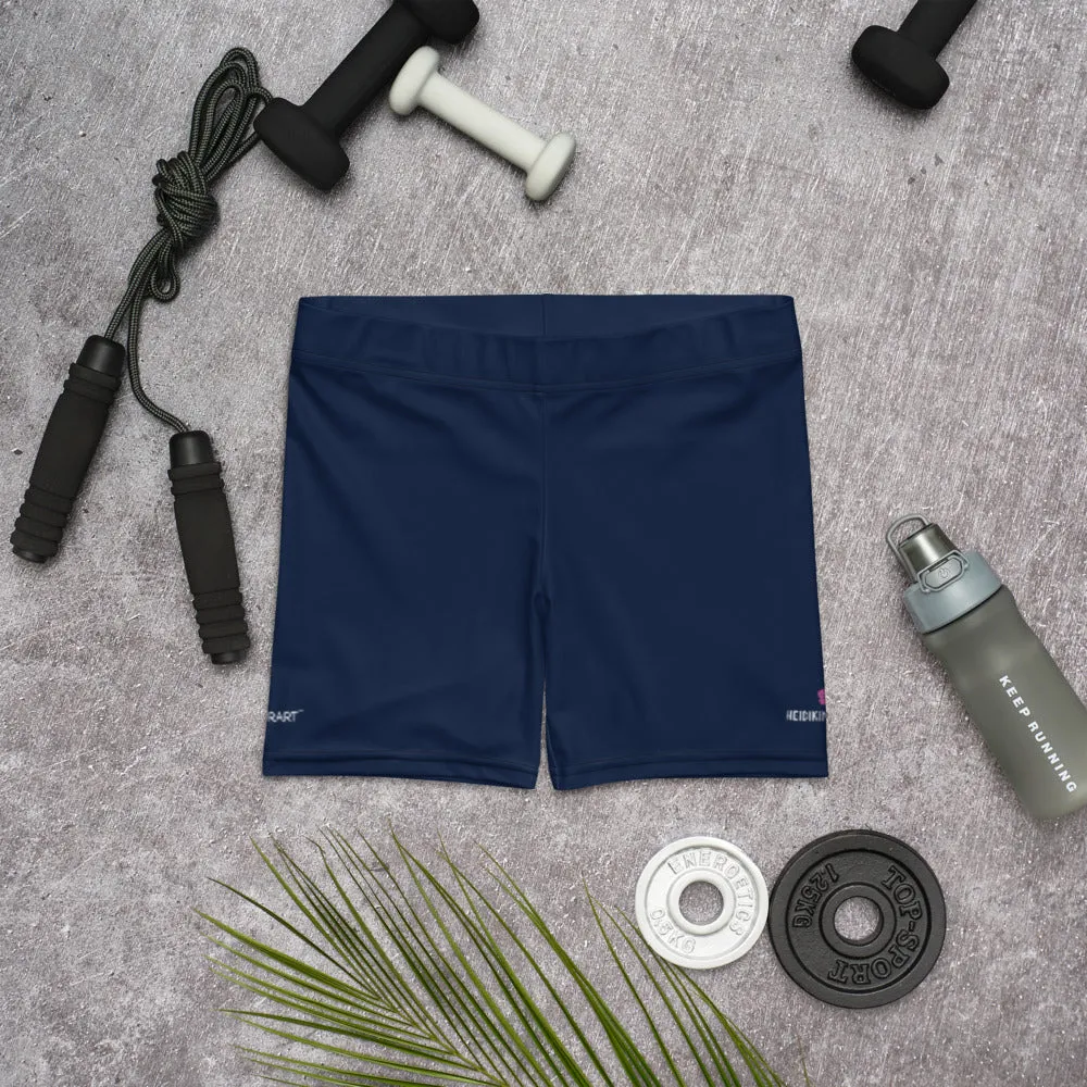 Navy Blue Solid Color Shorts, Dark Blue Modern Essential Women's Short Tights-Made in USA/EU