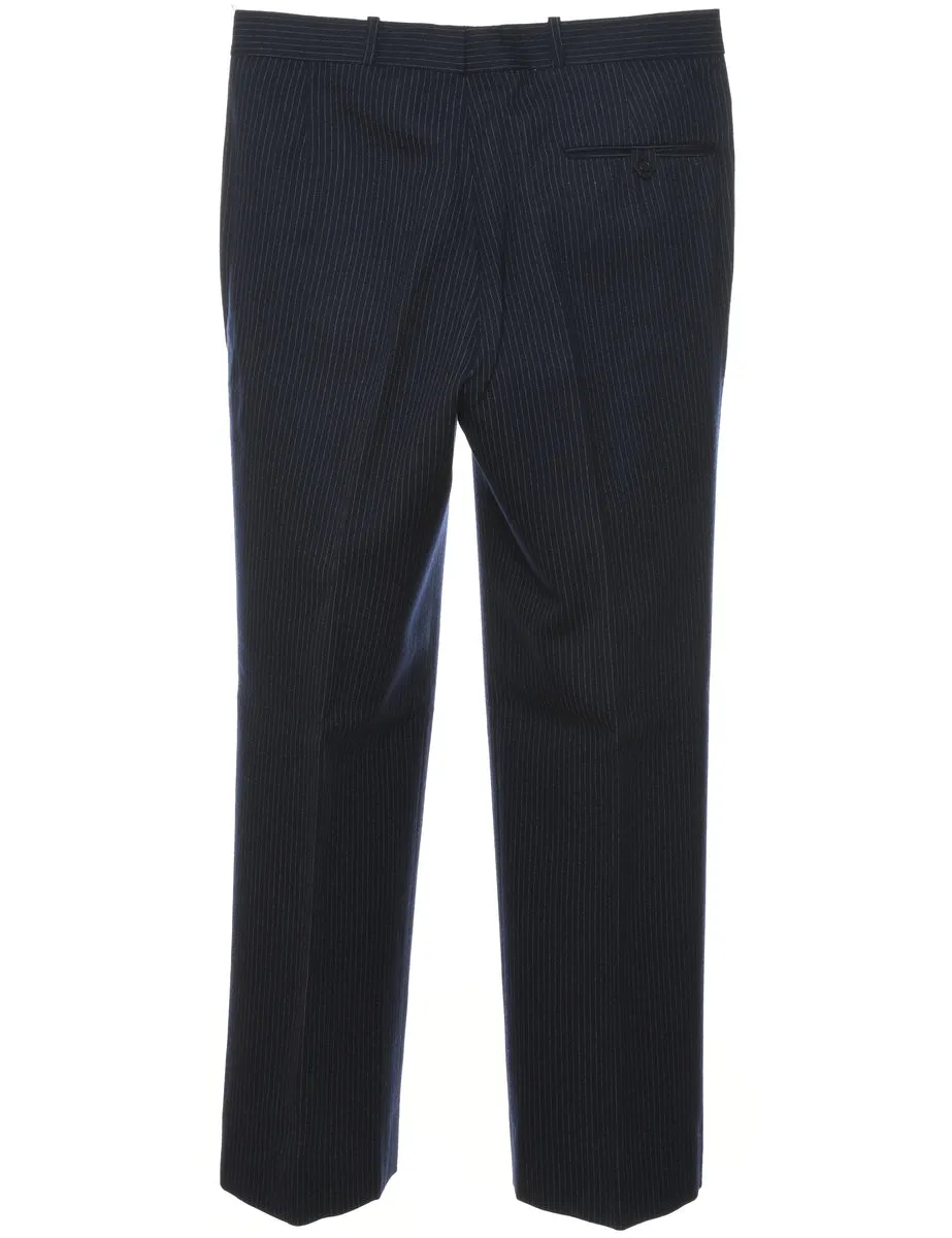 Navy Striped Pattern Chinos - W32 L30