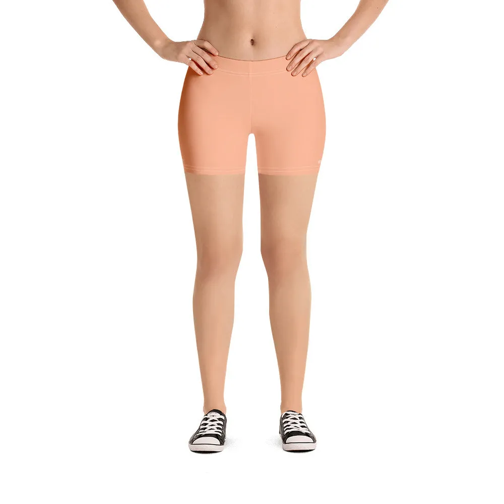 Nude Pastel Women's Shorts, Skin Tone Pink Gym Short Tights For Ladies-Made in USA/EU