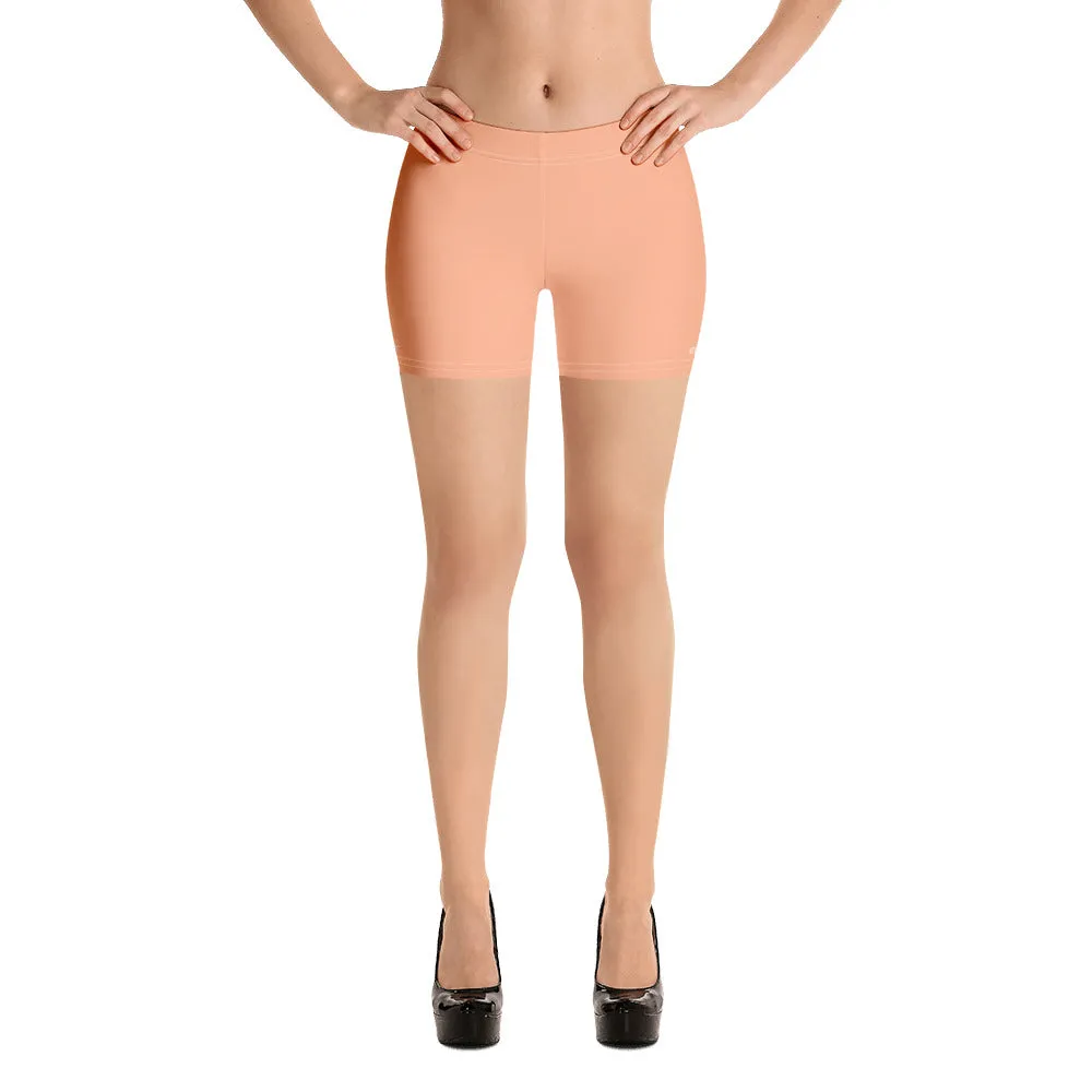 Nude Pastel Women's Shorts, Skin Tone Pink Gym Short Tights For Ladies-Made in USA/EU
