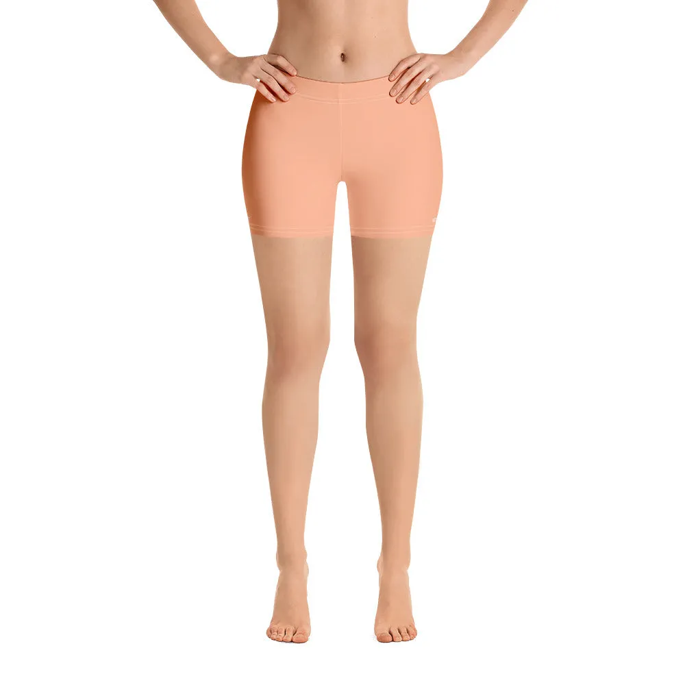 Nude Pastel Women's Shorts, Skin Tone Pink Gym Short Tights For Ladies-Made in USA/EU