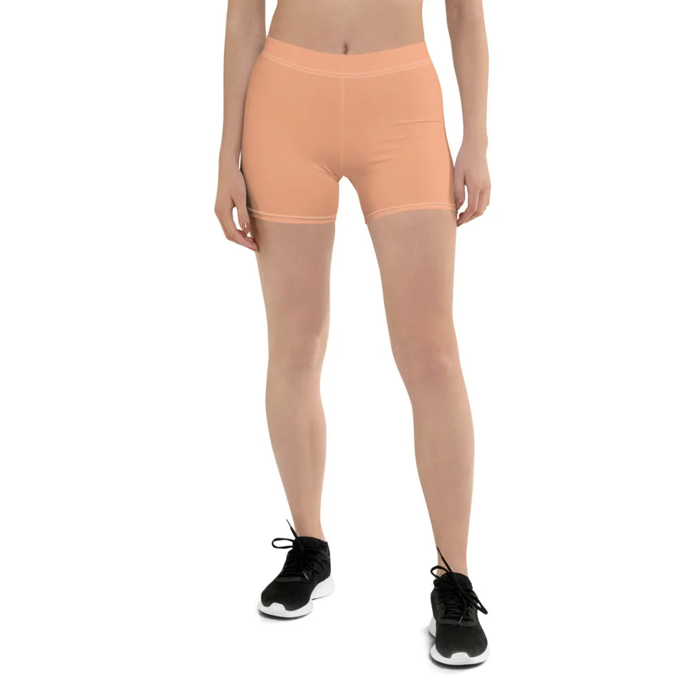 Nude Pastel Women's Shorts, Skin Tone Pink Gym Short Tights For Ladies-Made in USA/EU