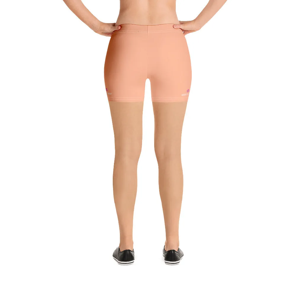 Nude Pastel Women's Shorts, Skin Tone Pink Gym Short Tights For Ladies-Made in USA/EU