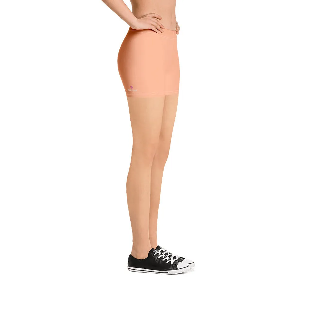 Nude Pastel Women's Shorts, Skin Tone Pink Gym Short Tights For Ladies-Made in USA/EU