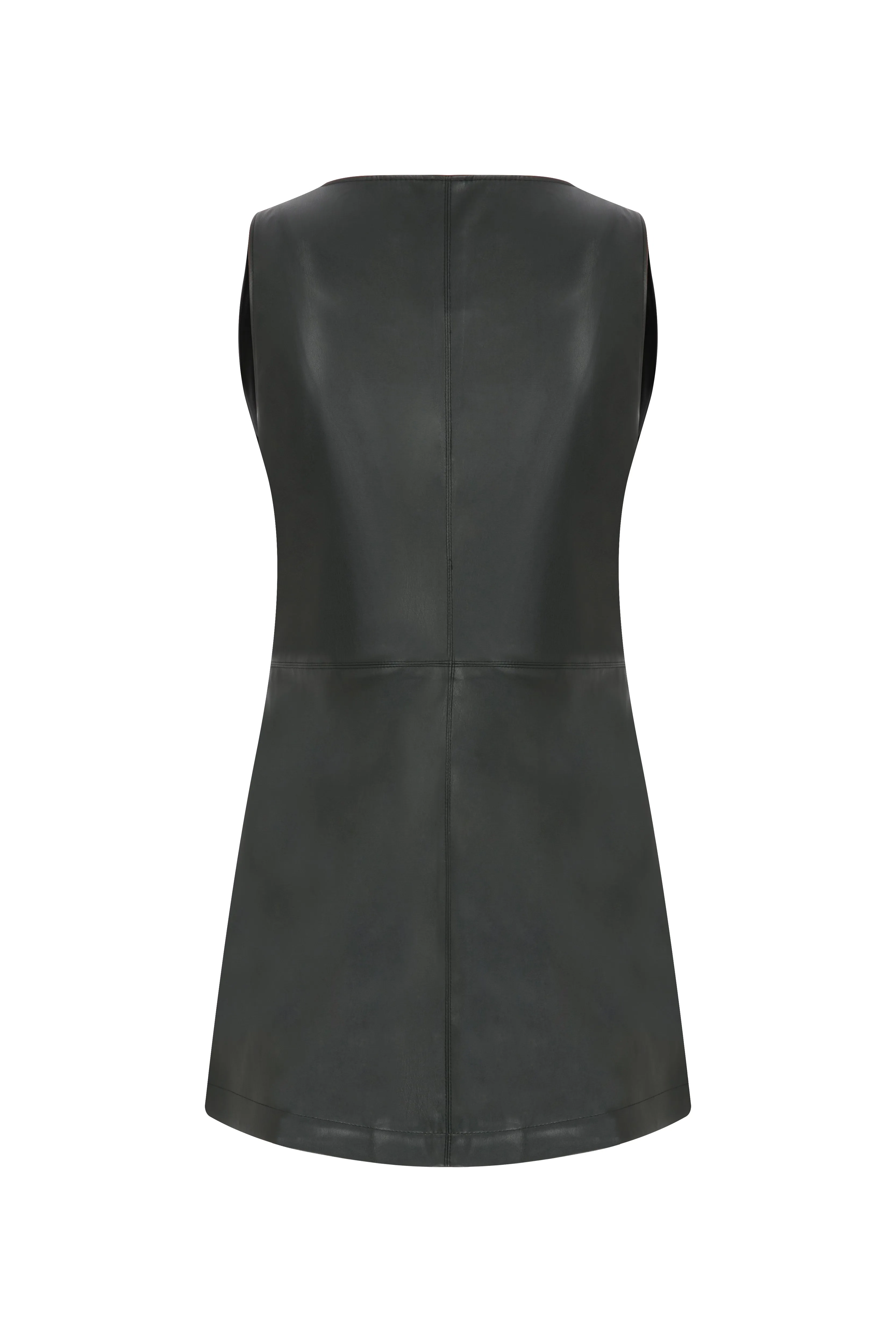 Odette Vegan Leather Mini Dress in Noire